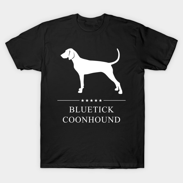 Bluetick Coonhound Dog White Silhouette T-Shirt by millersye